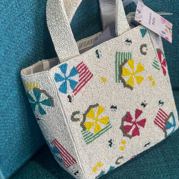 Beaded Bag Bag Beach Scene Handcrafted in India Tik Tok Viral NWT - Picture 3 of 6